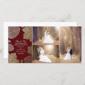 金ゴールド紅葉結婚の写真ありがとう サンキューカード (正面/裏面)