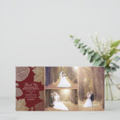金ゴールド紅葉結婚の写真ありがとう サンキューカード (スタンド正面)