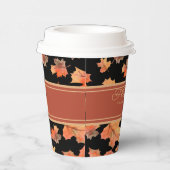 金ゴールド紅葉&テラコッタストライプーカスタムブラック 紙コップ (右)