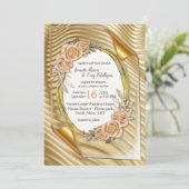 金ゴールド紙とエレガントバラ 招待状 (スタンド正面)