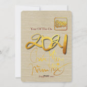 金ゴールド紙カットベトナム牛年2021招待状 シーズンカード (裏面)