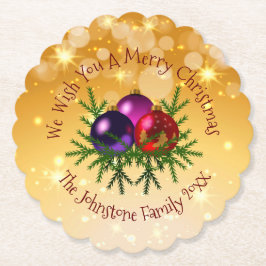 金ゴールド紙コースターに一致するクリスマスの名前を追加 ペーパーコースター
