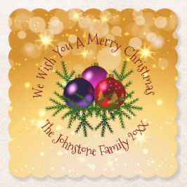 金ゴールド紙コースターに一致するクリスマスの名前を追加 ペーパーコースター