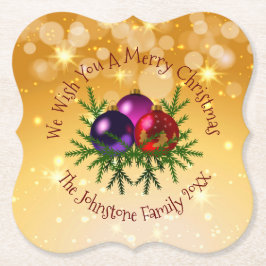 金ゴールド紙コースターに一致するクリスマスの名前を追加 ペーパーコースター