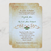 金ゴールド紙ホリデーフォーマルテーマ結婚ズ 招待状 (正面/裏面)