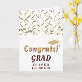金ゴールド紙吹雪おめでとう卒業 カード (黄色い花)