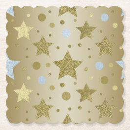 金ゴールド紙吹雪お祝いスクエアコースター ペーパーコースター