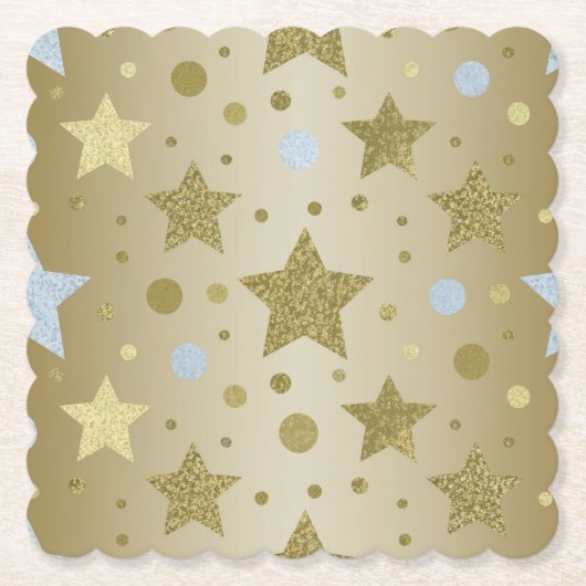 金ゴールド紙吹雪お祝いスクエアコースター ペーパーコースター (正面)