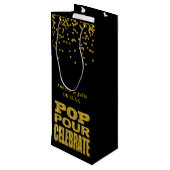 金ゴールド紙吹雪お祝い | カスタムカラー ワインギフトバッグ (裏面アングル)