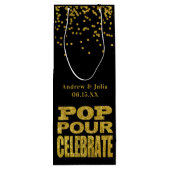 金ゴールド紙吹雪お祝い | カスタムカラー ワインギフトバッグ (裏面)