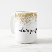 金ゴールド紙吹雪きらめく コーヒーマグカップ (正面左)