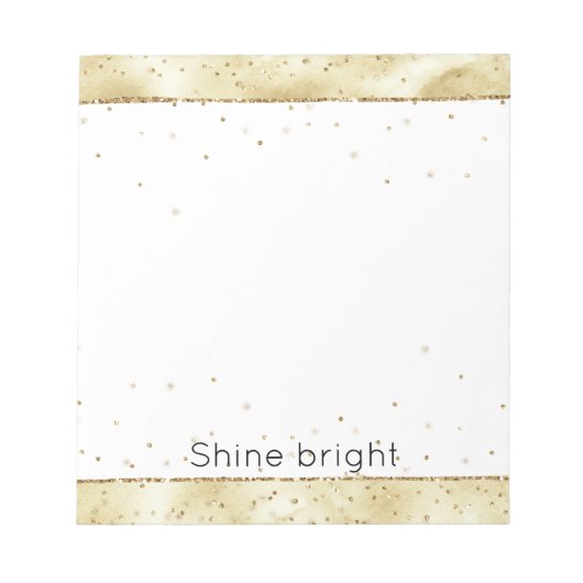 金ゴールド紙吹雪きらめく ノートパッド (正面)