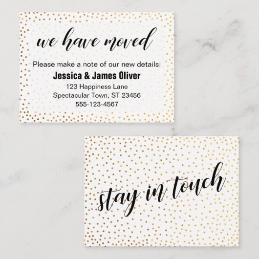 金ゴールド紙吹雪とスクリプト私たちはハンドアウトカードを移動した 名刺 (正面/裏面)