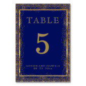 金ゴールド紙吹雪とダークブルー – テーブルカード (裏面)