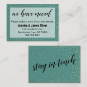 金ゴールド紙吹雪とティール(緑がかった色)私たちはハンドアウトカードを移動した 名刺 (正面/裏面)