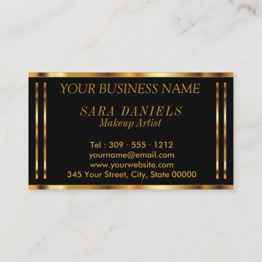 金ゴールド紙吹雪とピンクかわいらしリップ付きリップカラー 名刺 (裏面)