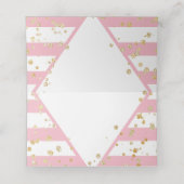 金ゴールド紙吹雪とピンクストライプ色の表の番号 プレイスカード (内部開封)