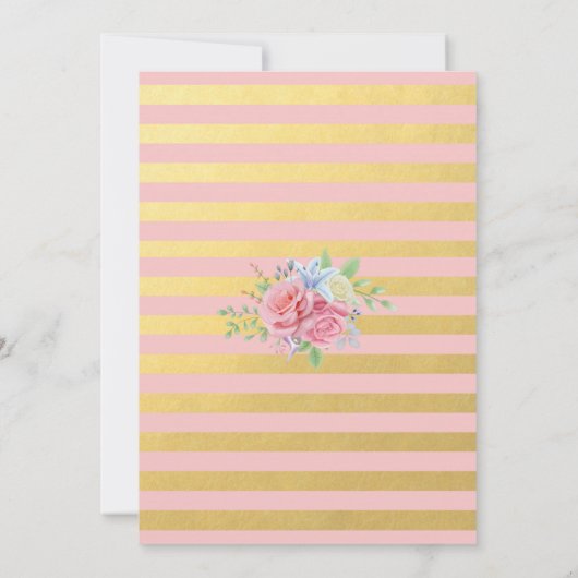 金ゴールド紙吹雪とピンクフローラ80誕生日 招待状 (裏面)