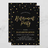 金ゴールド紙吹雪とブラック |除モダン職パーティー 招待状 (正面/裏面)