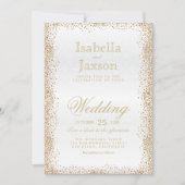 金ゴールド紙吹雪と白 招待状 (正面)
