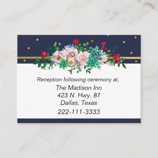 金ゴールド紙吹雪と花結婚の囲いカード エンクロージャーカード (正面)