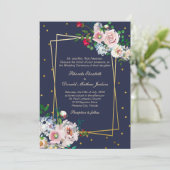 金ゴールド紙吹雪と花結婚式招待状 招待状 (スタンド正面)