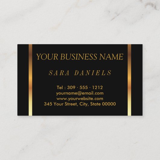 金ゴールド紙吹雪と赤い唇を持つ美容用インジェクタ 名刺 (裏面)