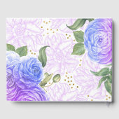 金ゴールド紙吹雪と青と紫のフローラ結婚の ゲストブック (裏面)