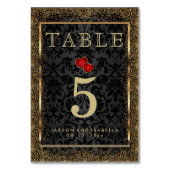 金ゴールド紙吹雪と黒 – テーブルカード (正面)