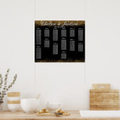 金ゴールド紙吹雪と黒 – 13座席表 ポスター (キッチン)