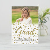 金ゴールド紙吹雪の卒業写真の卒業発表 招待状 (スタンド正面)