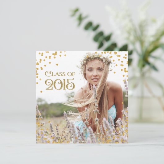 金ゴールド紙吹雪の卒業発表 招待状 (スタンド正面)