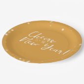 金ゴールド紙吹雪の新年への応援 ペーパープレート (アングル)