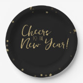 金ゴールド紙吹雪の新年への応援 ペーパープレート (正面)