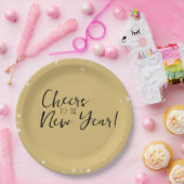 金ゴールド紙吹雪の新年への応援 ペーパープレート (パーティー)