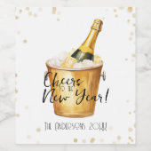 金ゴールド紙吹雪の新年への応援 ワインラベル (シングルラベル)