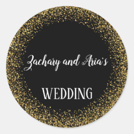 金ゴールド紙吹雪の結婚封筒用シール ラウンドシール