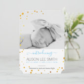 金ゴールド紙吹雪の誕生発表 案内状 (スタンド正面)