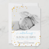 金ゴールド紙吹雪の誕生発表 案内状 (正面)