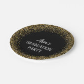 金ゴールド紙吹雪の黒い卒業パーティープレート ペーパープレート (アングル)