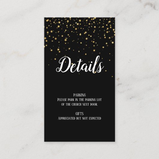 金ゴールド紙吹雪の黒い卒業詳細の挿入 エンクロージャーカード (正面)