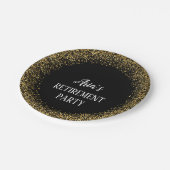 金ゴールド紙吹雪の黒い退職パーティープレート ペーパープレート (アングル)