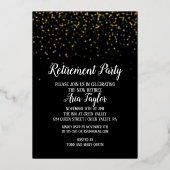 金ゴールド紙吹雪の黒い退職パーティー金ゴールド 箔招待状 (正面)
