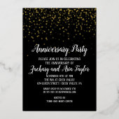 金ゴールド紙吹雪の黒周年記念パーティー金ゴールド 箔招待状 (正面)