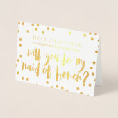 金ゴールド紙吹雪は私のメイド・オブ・オーナー(花嫁付き添い人)写真 箔カード (正面)