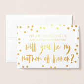 金ゴールド紙吹雪は私の名誉の母になる写真 箔カード (封筒付き正面)