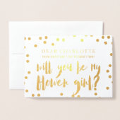 金ゴールド紙吹雪は私の花の女の子の写真 箔カード (封筒付き正面)