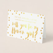 金ゴールド紙吹雪は私の花の女の子の写真 箔カード (正面)