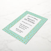 金ゴールド紙吹雪アクアマリンの誕生日はがき 箔招待状 (回転した状態)