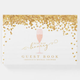 金ゴールド紙吹雪エレガントシャンパンブライダルシャワー ゲストブック